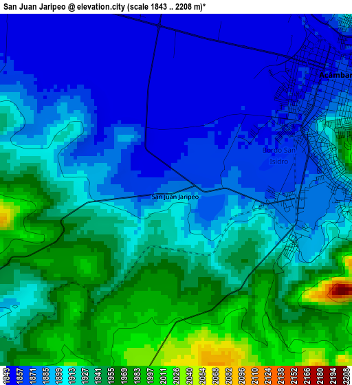 San Juan Jaripeo elevation map