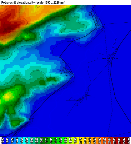 Potreros elevation map