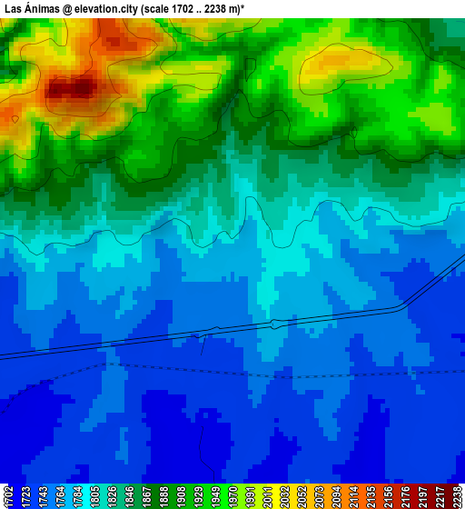 Las Ánimas elevation map