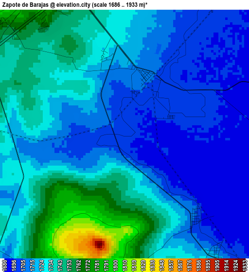 Zapote de Barajas elevation map