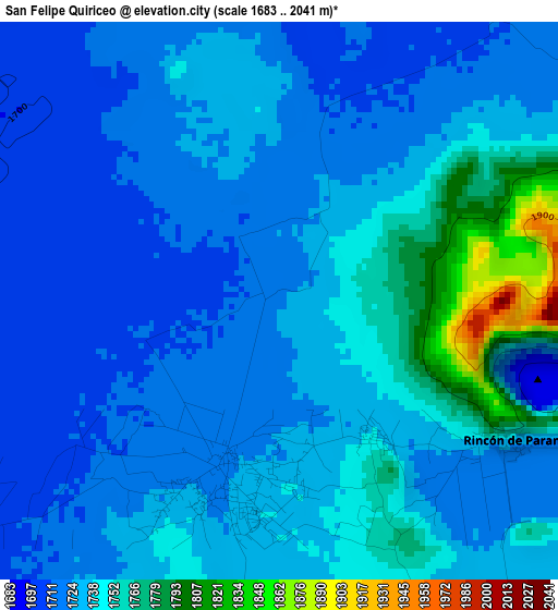 San Felipe Quiriceo elevation map