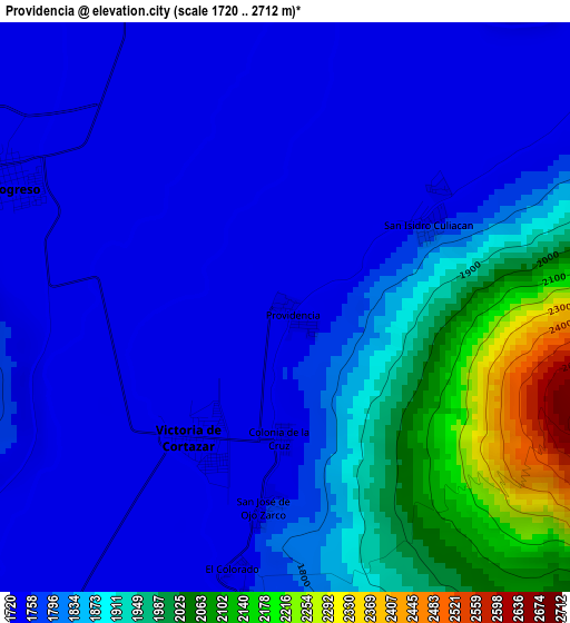 Providencia elevation map