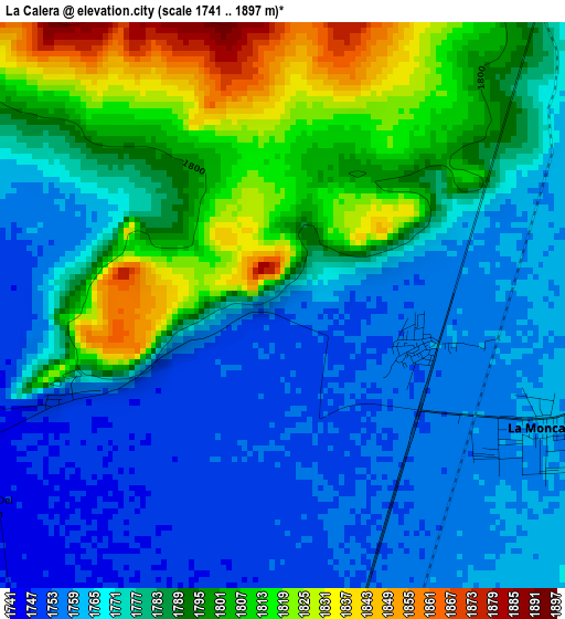 La Calera elevation map