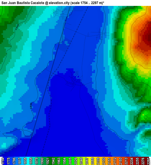 San Juan Bautista Cacalote elevation map