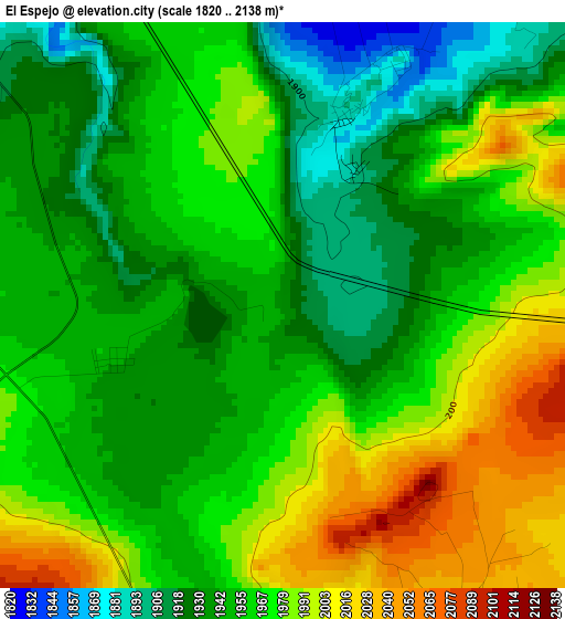 El Espejo elevation map