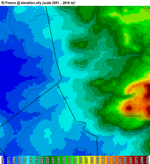 El Fresno elevation map