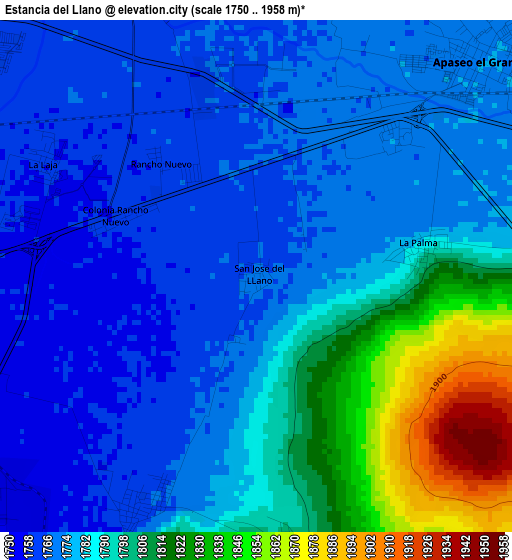 Estancia del Llano elevation map