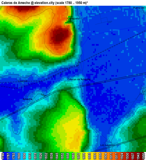 Caleras de Ameche elevation map