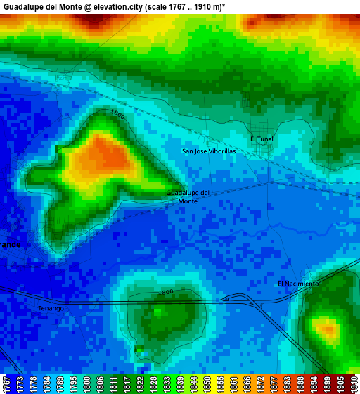 Guadalupe del Monte elevation map