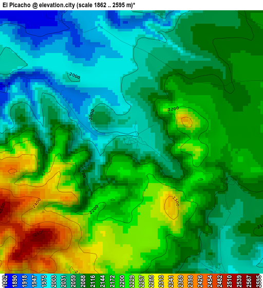 El Picacho elevation map