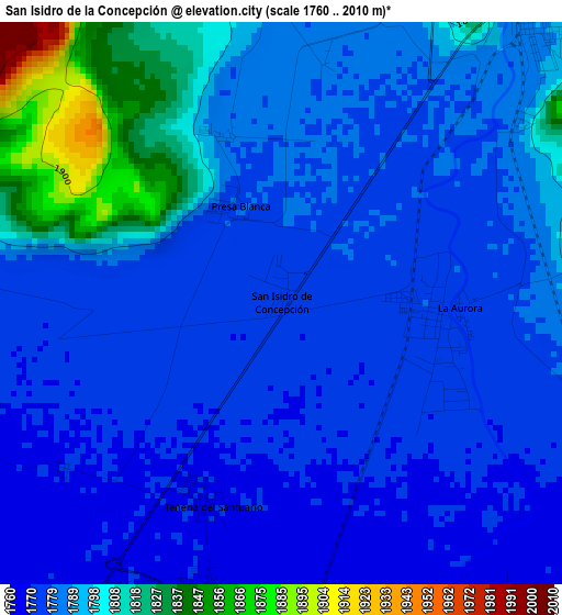 San Isidro de la Concepción elevation map