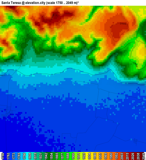 Santa Teresa elevation map