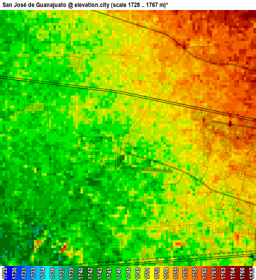 San José de Guanajuato elevation map