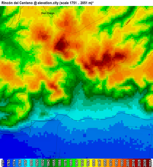 Rincón del Centeno elevation map