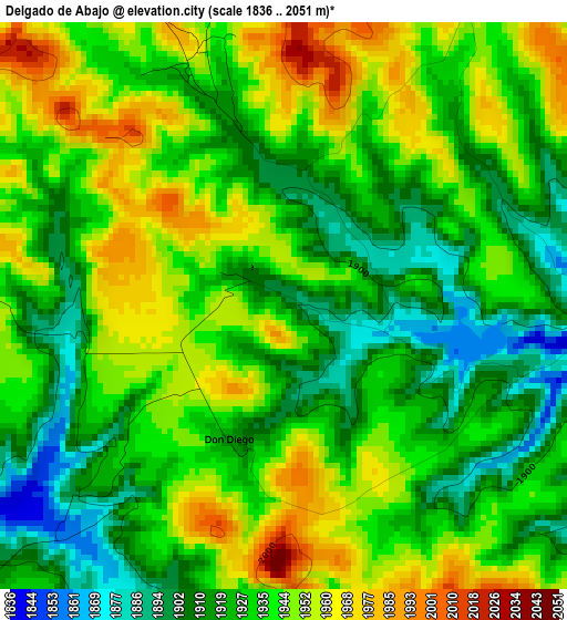 Delgado de Abajo elevation map