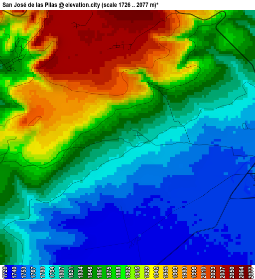 San José de las Pilas elevation map