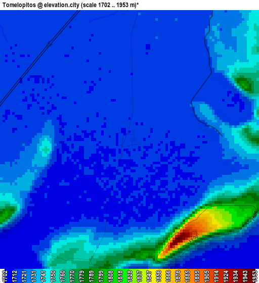 Tomelopitos elevation map