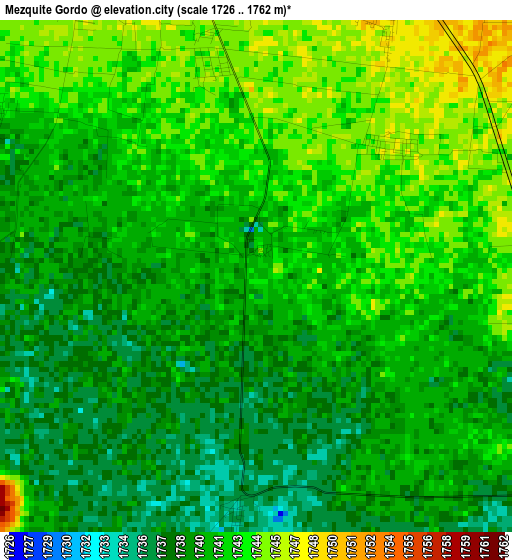 Mezquite Gordo elevation map