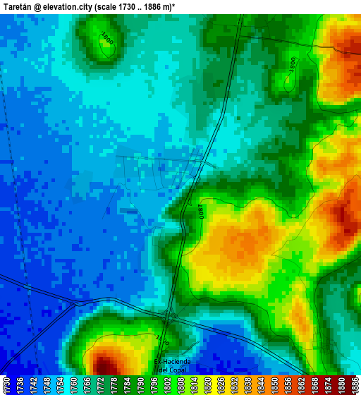 Taretán elevation map