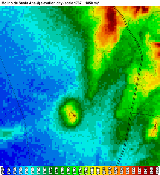 Molino de Santa Ana elevation map