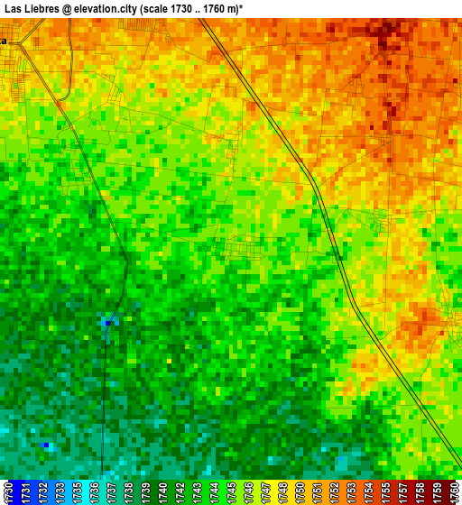 Las Liebres elevation map