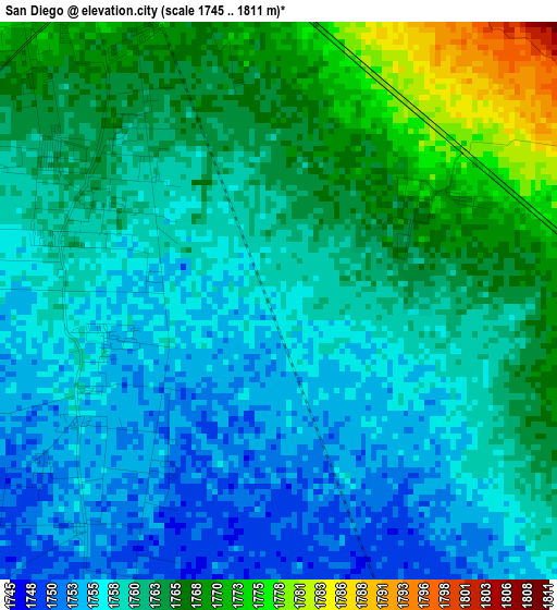 San Diego elevation map