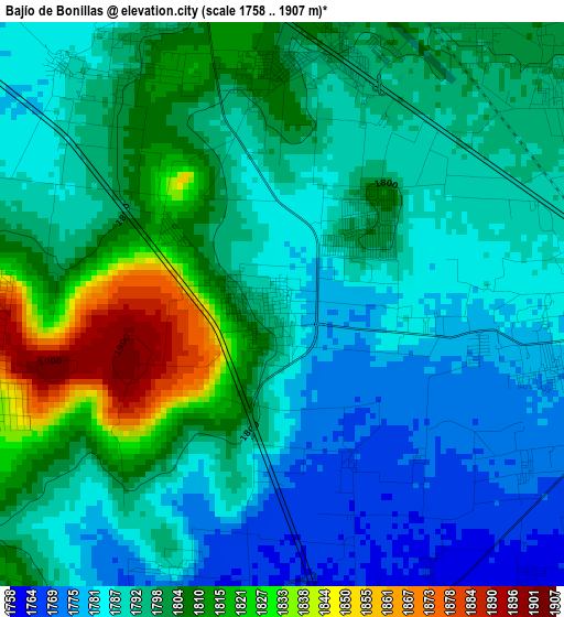 Bajío de Bonillas elevation map