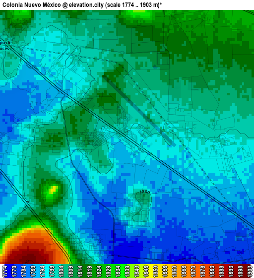 Colonia Nuevo México elevation map