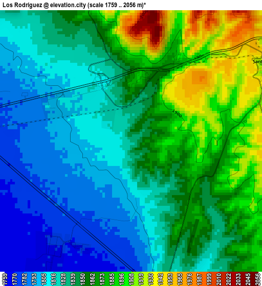 Los Rodríguez elevation map