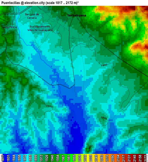 Puentecillas elevation map