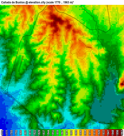 Cañada de Bustos elevation map