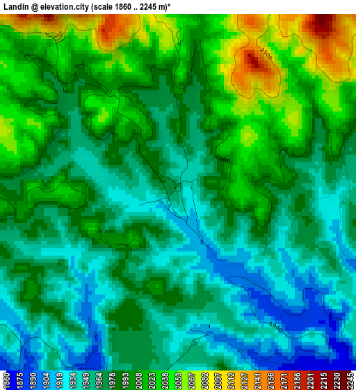 Landín elevation map