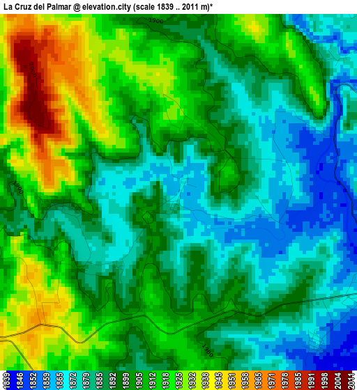 La Cruz del Palmar elevation map