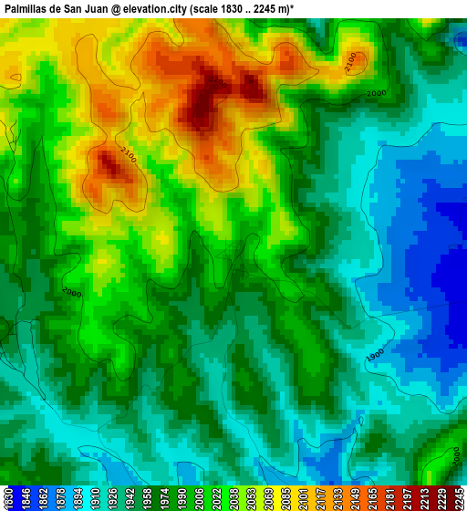 Palmillas de San Juan elevation map