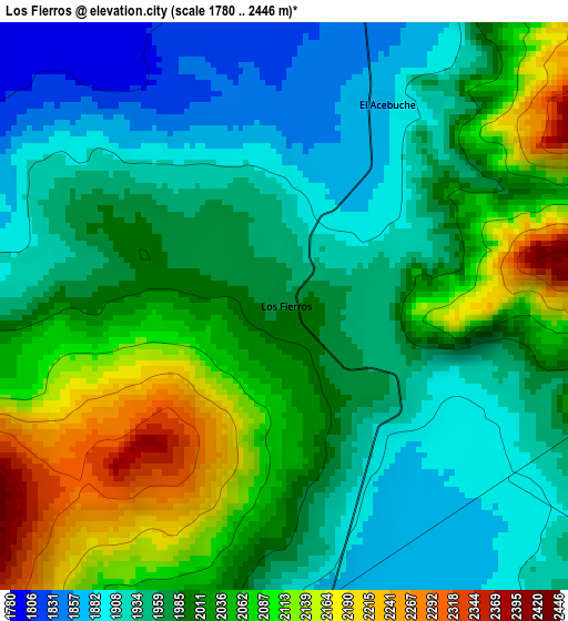 Los Fierros elevation map