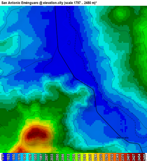 San Antonio Eménguaro elevation map