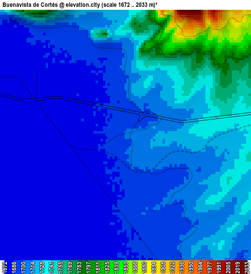 Buenavista de Cortés elevation map