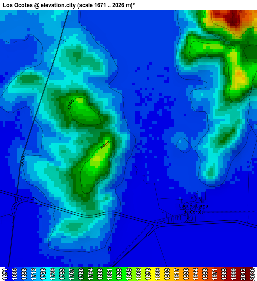 Los Ocotes elevation map