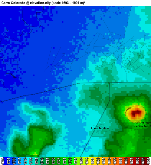 Cerro Colorado elevation map