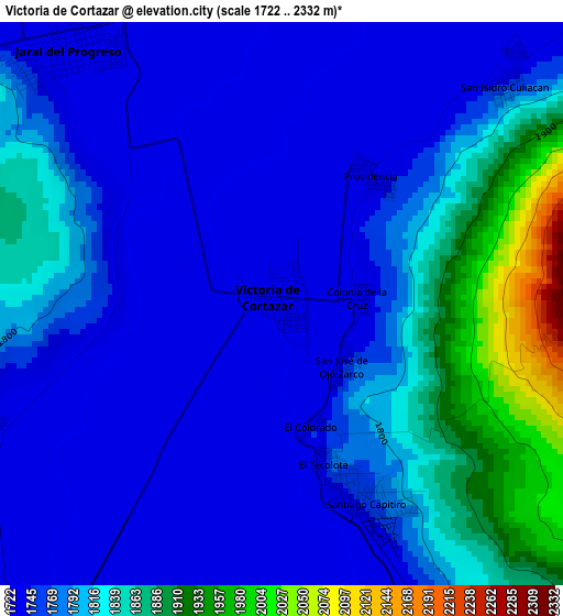 Victoria de Cortazar elevation map