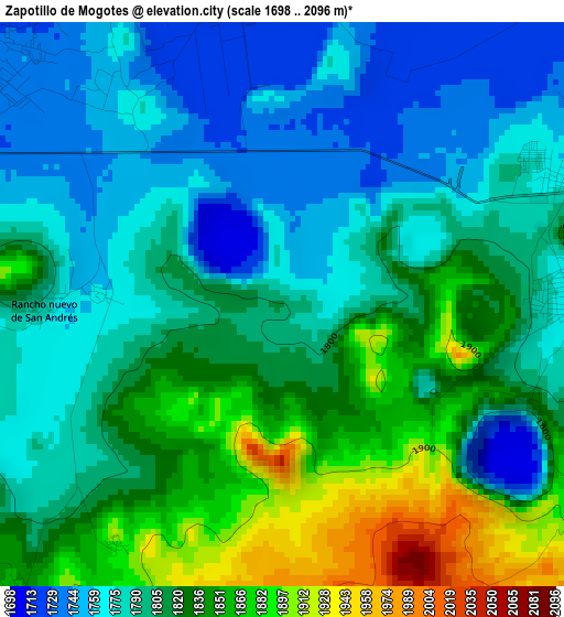 Zapotillo de Mogotes elevation map