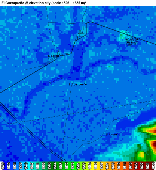 El Cuenqueño elevation map