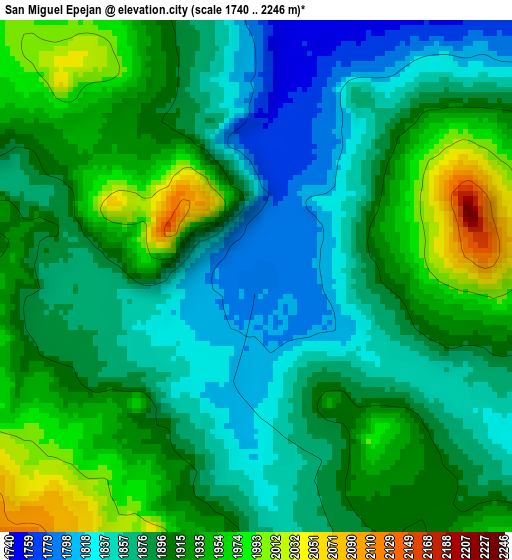 San Miguel Epejan elevation map