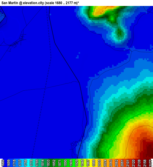 San Martín elevation map