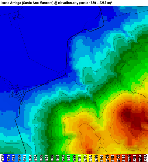 Isaac Arriaga (Santa Ana Mancera) elevation map