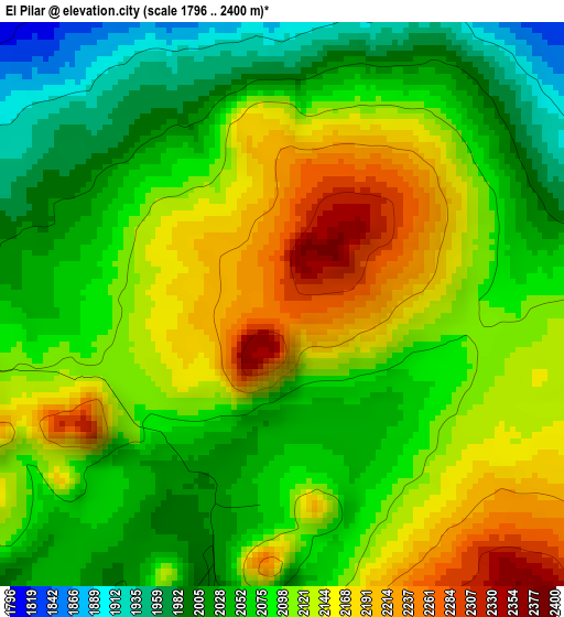 El Pilar elevation map