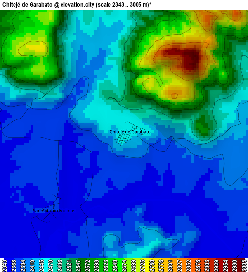 Chitejé de Garabato elevation map