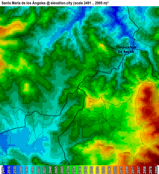 Santa María de los Ángeles elevation map