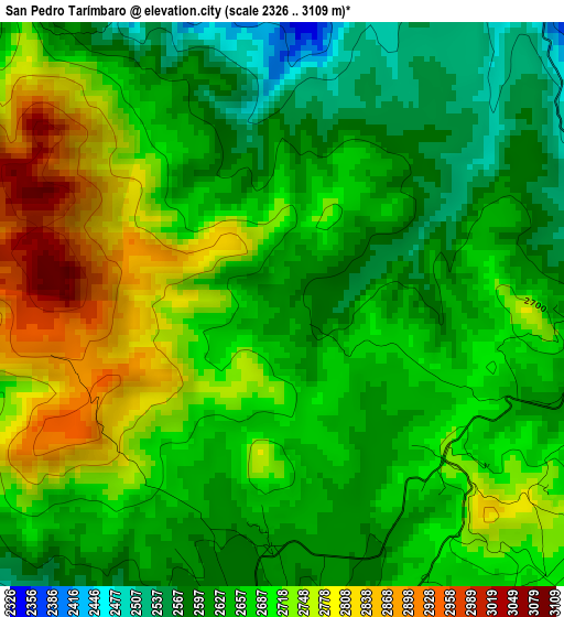 San Pedro Tarímbaro elevation map