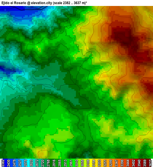 Ejido el Rosario elevation map